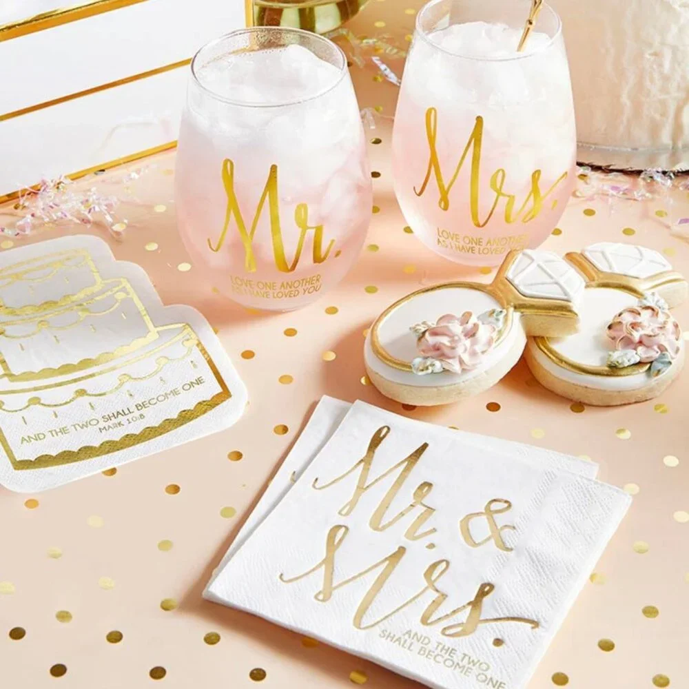 Paper Napkins Wedding Cake Shaped lot of 2 packs of 20 / 40 total Religious